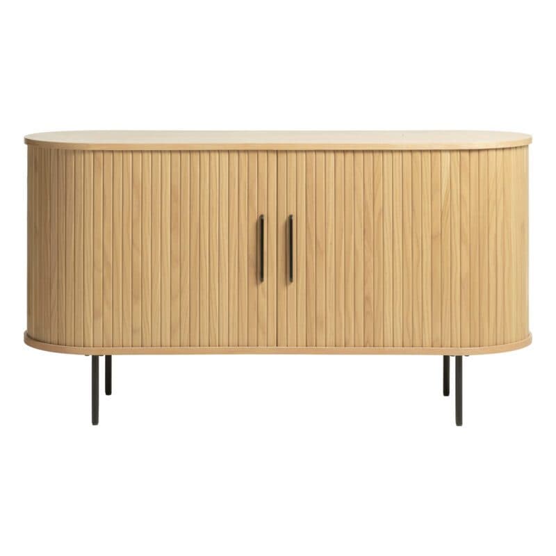 Trendstore Uriel Sideboard in Eiche Furnier Natur mit Füßen und Griffen aus Metall - frontal