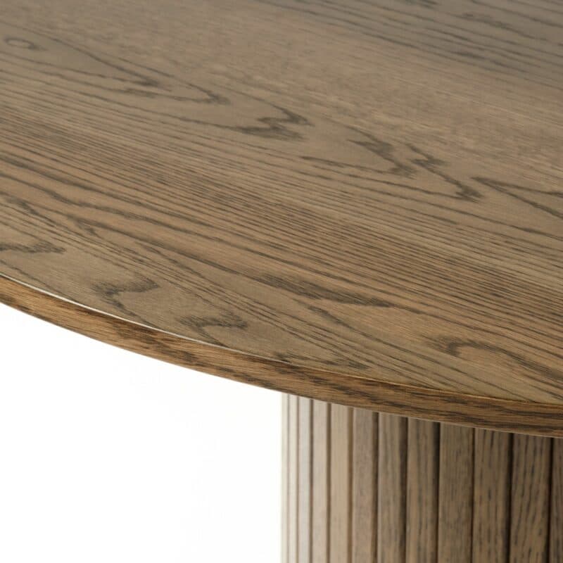 Trendstore Uriel Esstisch in Eiche Furnier Smoked - Detailansicht Tischplatte und Fuß