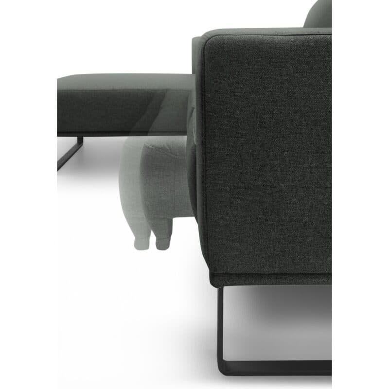 Musterring JustB! Ecksofa mit Ottomane links Bezug Flachgewebe Mono anthrazit Metallkufe schwarz matt Detail Funktion 1