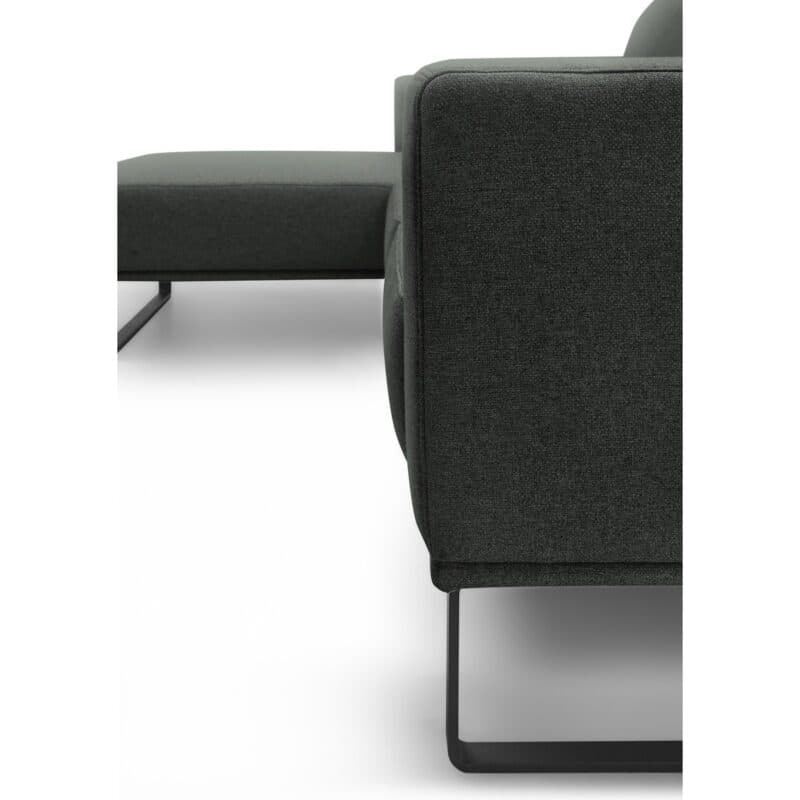 Musterring JustB! Ecksofa mit Ottomane links Bezug Flachgewebe Mono anthrazit Metallkufe schwarz matt Detail Funktion 2