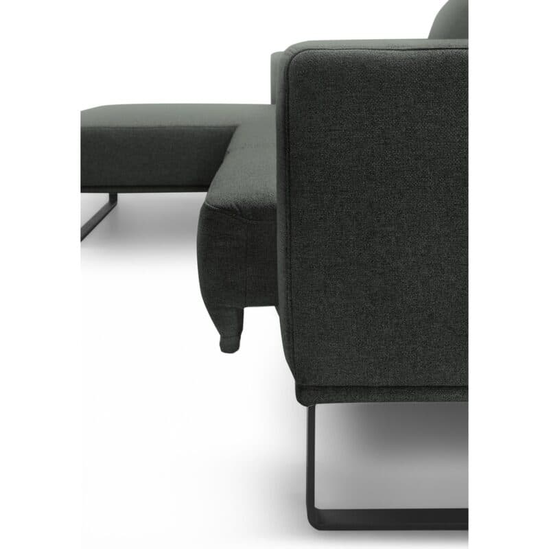 Musterring JustB! Ecksofa mit Ottomane links Bezug Flachgewebe Mono anthrazit Metallkufe schwarz matt Detail Funktion 3