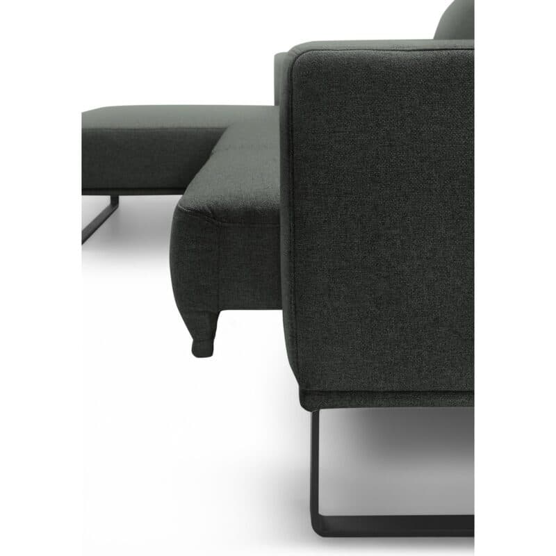 Musterring JustB! Ecksofa mit Ottomane links Bezug Flachgewebe Mono anthrazit Metallkufe schwarz matt Detail Funktion 4