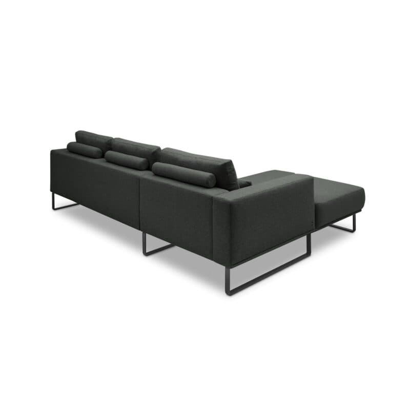 Musterring JustB! Ecksofa mit Ottomane links Bezug Flachgewebe Mono anthrazit Metallkufe schwarz matt von hinten