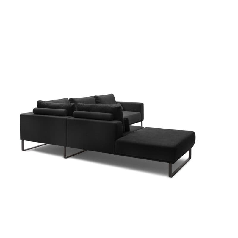 Musterring JustB! Ecksofa Ottomane links Bezug Strukturgewebe Yelda black Metallkufe schwarz matt von hinten