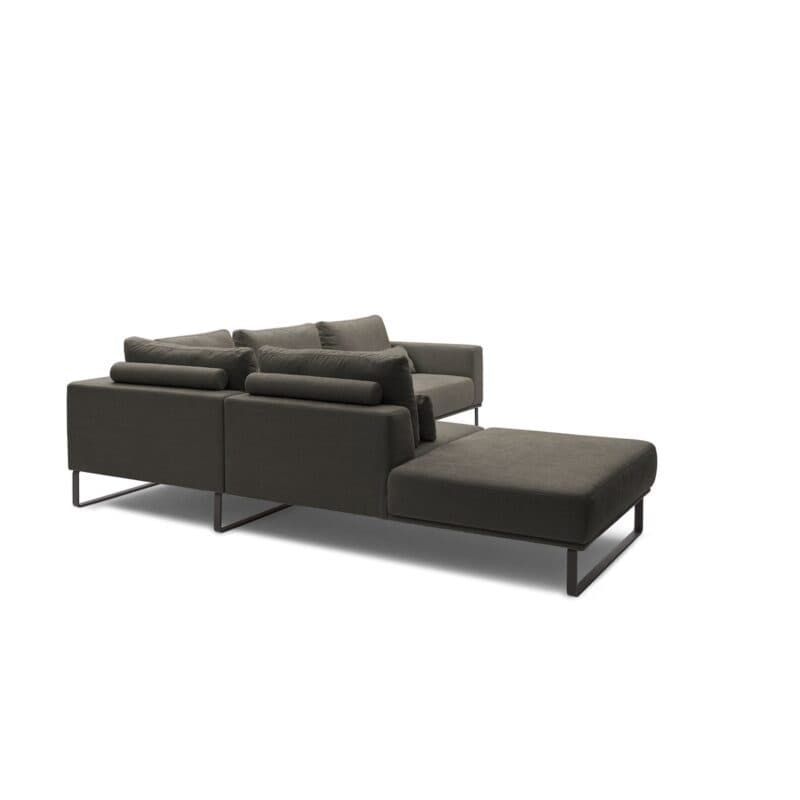 Musterring JustB! Ecksofa Ottomane links Bezug Strukturgewebe Yelda brown Metallkufe schwarz matt von hinten