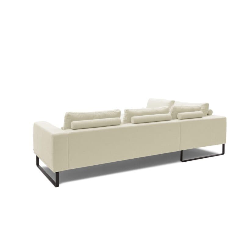 Musterring JustB! Ecksofa Ottomane links Bezug Strukturgewebe Yelda creme Metallkufe schwarz matt Rückansicht