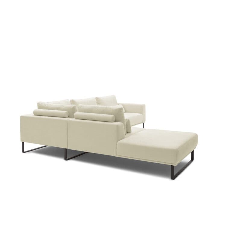 Musterring JustB! Ecksofa Ottomane links Bezug Strukturgewebe Yelda creme Metallkufe schwarz matt von hinten