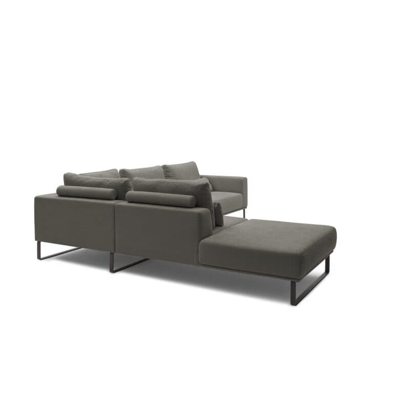 Musterring JustB! Ecksofa Ottomane links Bezug Strukturgewebe Yelda elephant Metallkufe schwarz matt von hinten