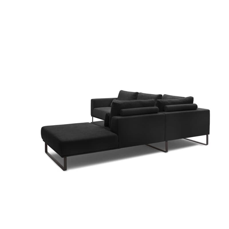 Musterring JustB! Ecksofa Ottomane rechts Bezug Strukturgewebe Yelda black Metallkufe schwarz matt von hinten