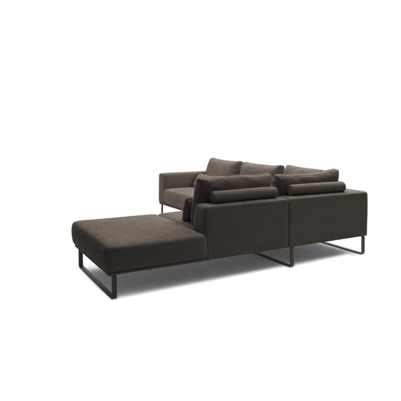 Musterring JustB! Ecksofa Ottomane rechts Bezug Strukturgewebe Yelda brown Metallkufe schwarz matt von hinten