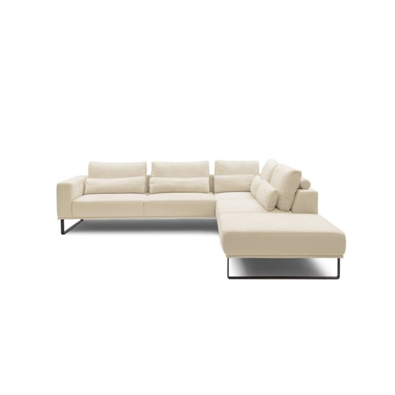 Musterring JustB! Ecksofa Ottomane rechts Bezug Strukturgewebe Yelda creme Metallkufe schwarz matt frontal