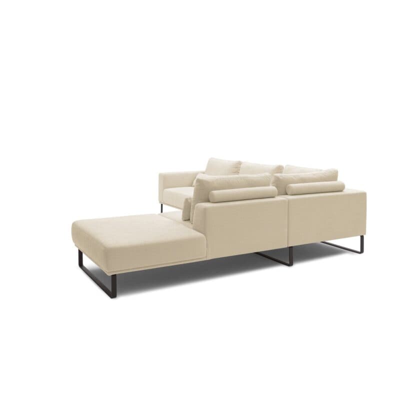 Musterring JustB! Ecksofa Ottomane rechts Bezug Strukturgewebe Yelda creme Metallkufe schwarz matt von hinten
