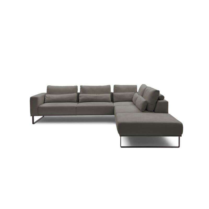 Musterring JustB! Ecksofa Ottomane rechts Bezug Strukturgewebe Yelda elephant Metallkufe schwarz matt frontal