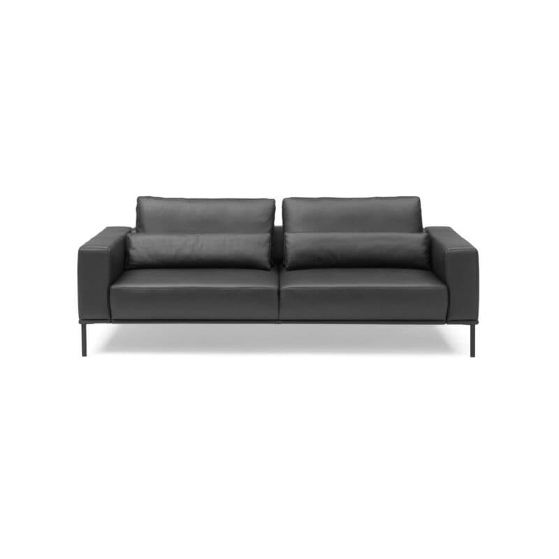 Musterring JustB! Ledersofa in Leder Mercury black Metallfuß schwarz matt frontal