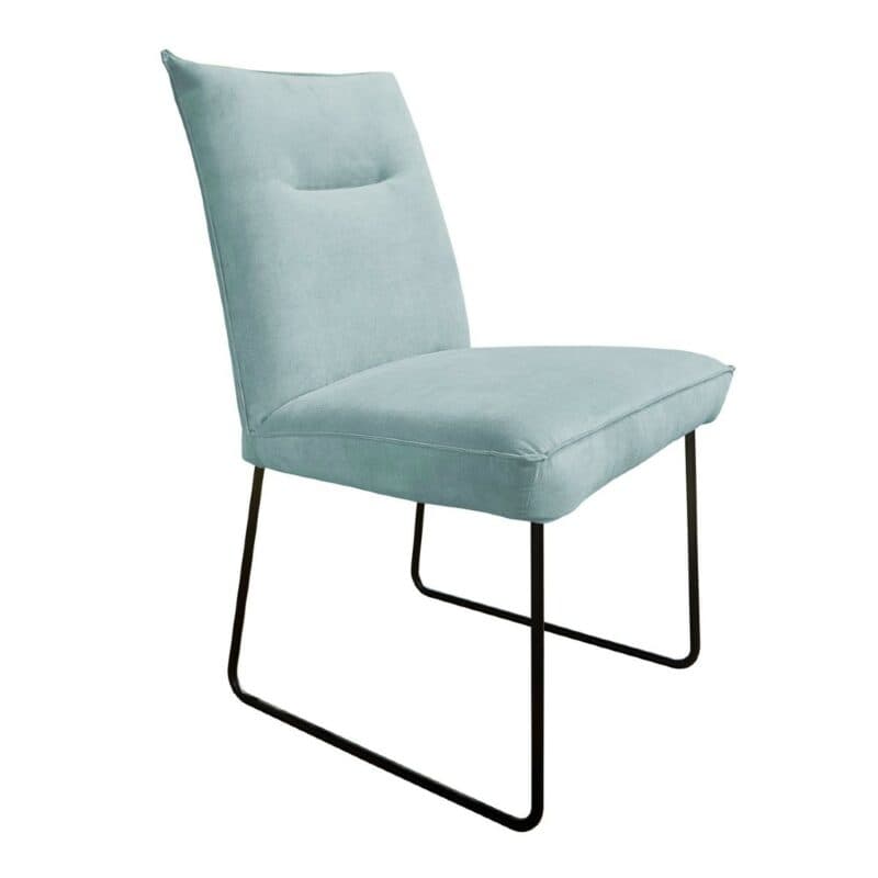 Trendstore Gork Esszimmerstuhl mit Texilbezug in Grau und Metallgestell in Aqua - Freisteller