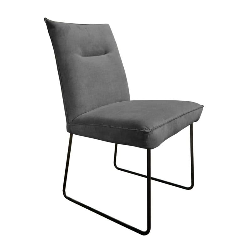 Trendstore Gork Esszimmerstuhl mit Texilbezug in Grau und Metallgestell in Schwarz - Freisteller