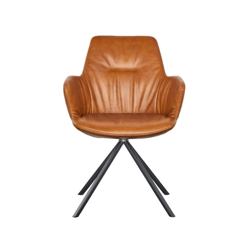 Contur Einrichten Pegara Armlehnstuhl in Leder Cognac – Frontansicht