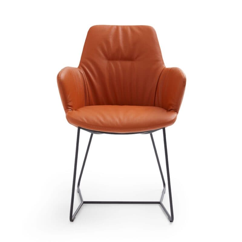 Contur Einrichten Pegara Kufenstuhl in Leder Papaya – Frontansicht