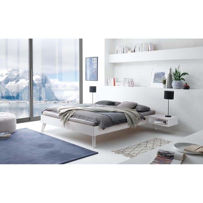 Hasena Calvari Massivholzbett 90 x 200 Buche weiß lackiert BHL ca. 96 x 36 x 205 cm Wohnbeispiel