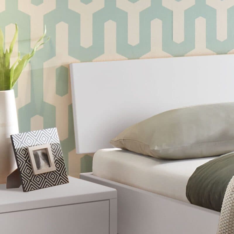 Hasena Forti Massivholzbett 90 x 200 Buche weiß lackiert BHL ca. 96 x 74 x 214 cm Detailbild Kopfteil