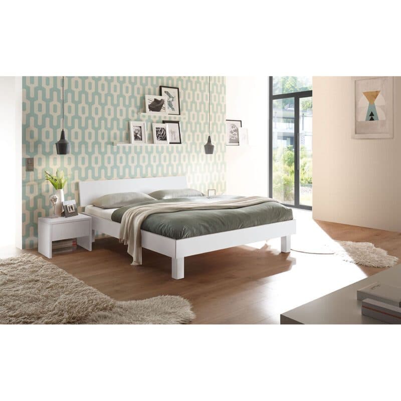 Hasena Forti Massivholzbett 90 x 200 Buche weiß lackiert BHL ca. 96 x 74 x 214 cm Wohnbeispiel