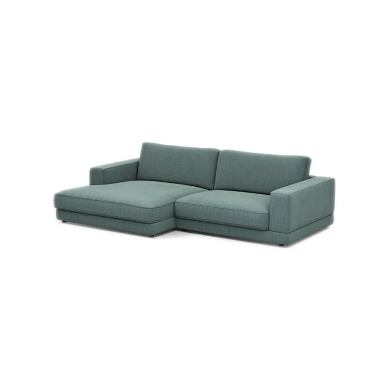 Raum.Freunde Juni Ecksofa 1,5-Sitzer mit Bezug aus Flachgewebe in Petrol und Ottomane links