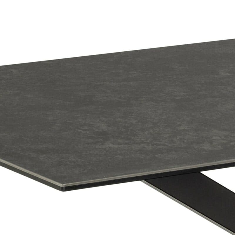 Trendstore Anabel Esstisch mit Tischplatte aus Keramik in schwarz - Detailansicht Tischplatte und Gestell