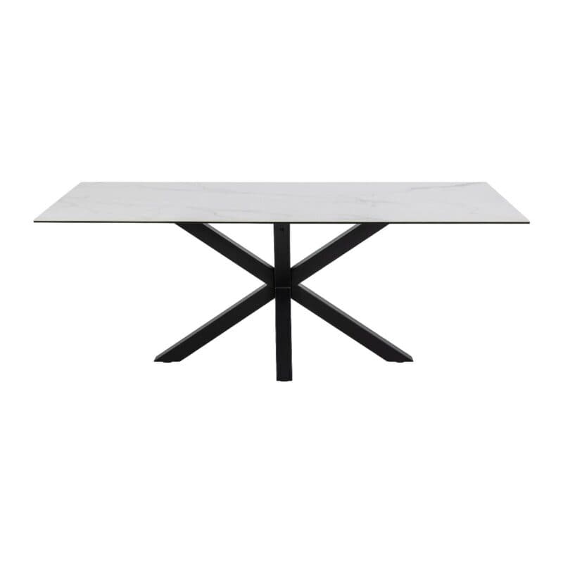 Trendstore Anabel Esstisch mit einer Tischplatte aus Keramik in weiß mit einer Breite von ca. 200 cm - Frontansicht