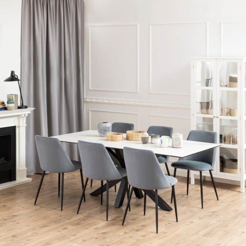 Trendstore Anabel Esstisch mit einer Tischplatte aus Keramik in weiß mit einer Breite von ca. 200 cm - Wohnbeispiel