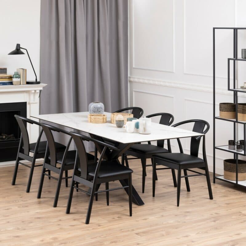 Trendstore Anabel Esstisch mit einer Tischplatte aus Keramik in weiß mit einer Breite von ca. 200 cm - Wohnbeispiel
