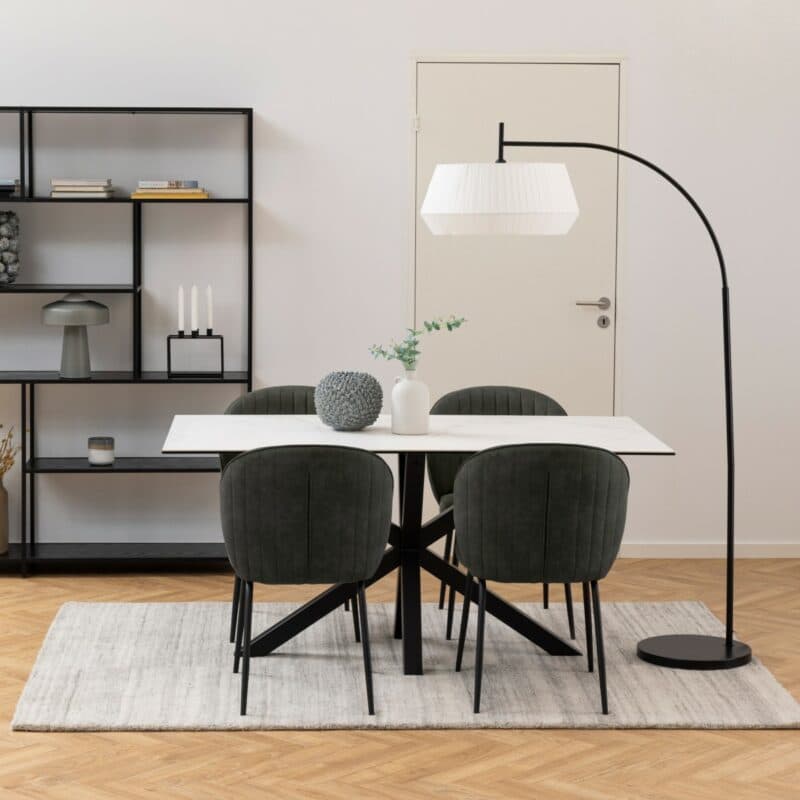 Trendstore Anabel Esstisch mit einer Tischplatte aus Keramik in weiß mit einer Breite von ca. 160 cm - Wohnbeispiel