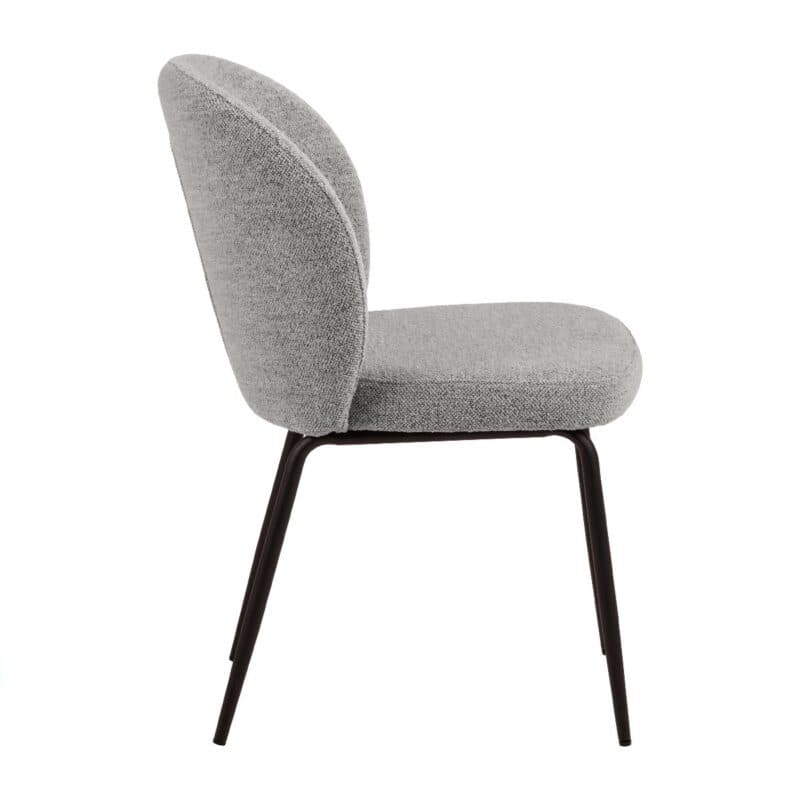 Esszimmerstuhl in Bezug Monza Grau 120 und Gestell in Metall Schwarz matt - Seitenansicht