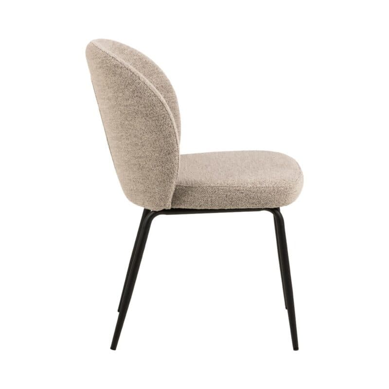 Esszimmerstuhl in Bezug Monza Beige 60 und Gestell in Metall Schwarz matt - Seitenansicht