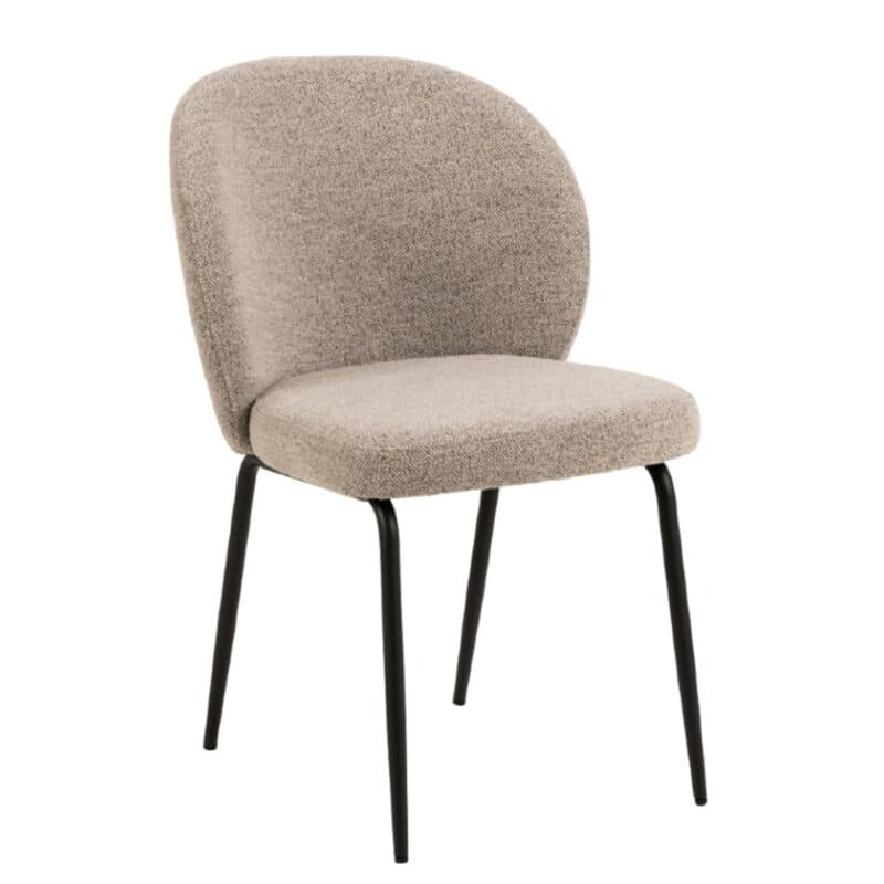 Esszimmerstuhl in Bezug Monza Beige 60 und Gestell in Metall Schwarz matt - seitlich