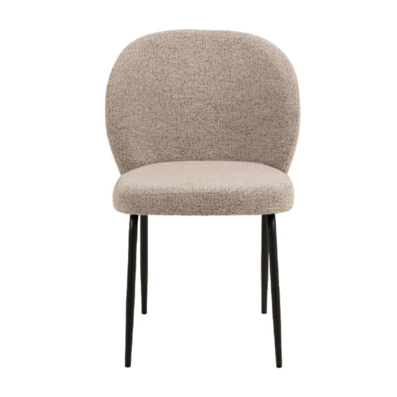 Esszimmerstuhl in Bezug Monza Beige 60 und Gestell in Metall Schwarz matt - Frontansicht