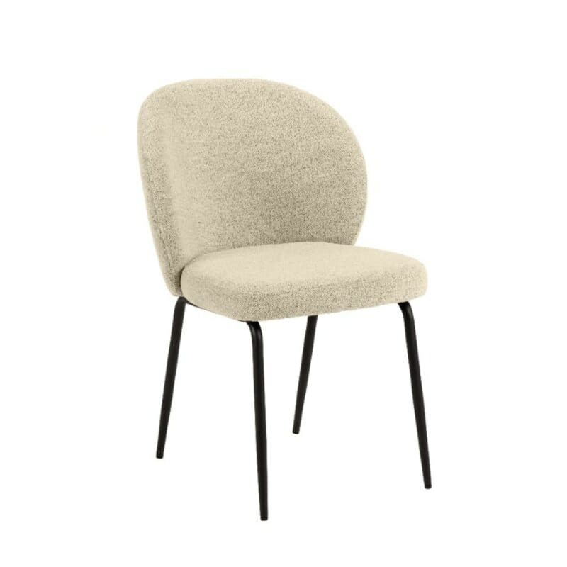 Trendstore Asra Esszimmerstuhl in Bezug Monza Creme 90 und Gestell in Metall Schwarz matt.