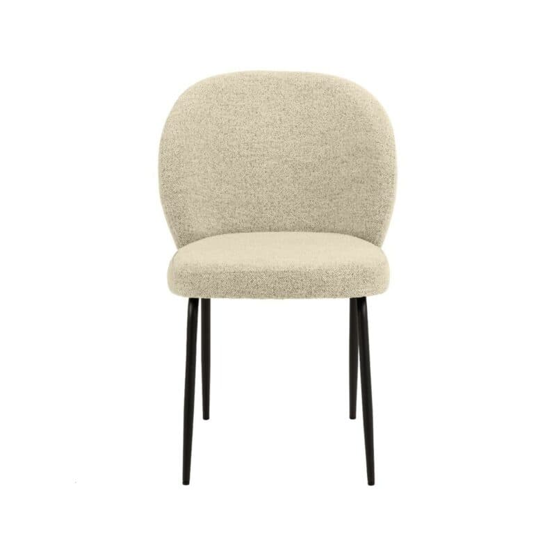 Trendstore Asra Esszimmerstuhl in Bezug Monza Creme 90 und Gestell in Metall Schwarz matt - Frontansicht