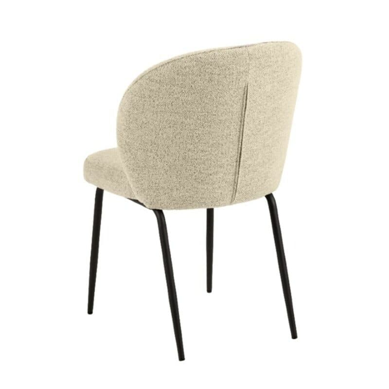 Esszimmerstuhl in Bezug Monza Creme 90 und Gestell in Metall Schwarz matt - Rückenansicht seitlich