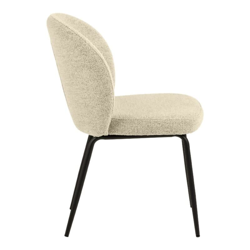 Esszimmerstuhl in Bezug Monza Creme 90 und Gestell in Metall Schwarz matt - Seitenansicht