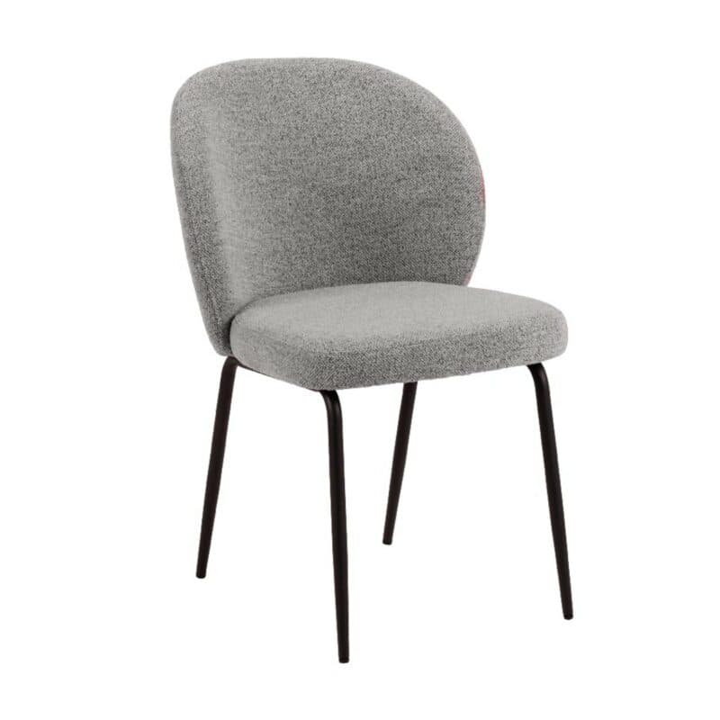 Esszimmerstuhl in Bezug Monza Grau 120 und Gestell in Metall Schwarz matt - seitlich