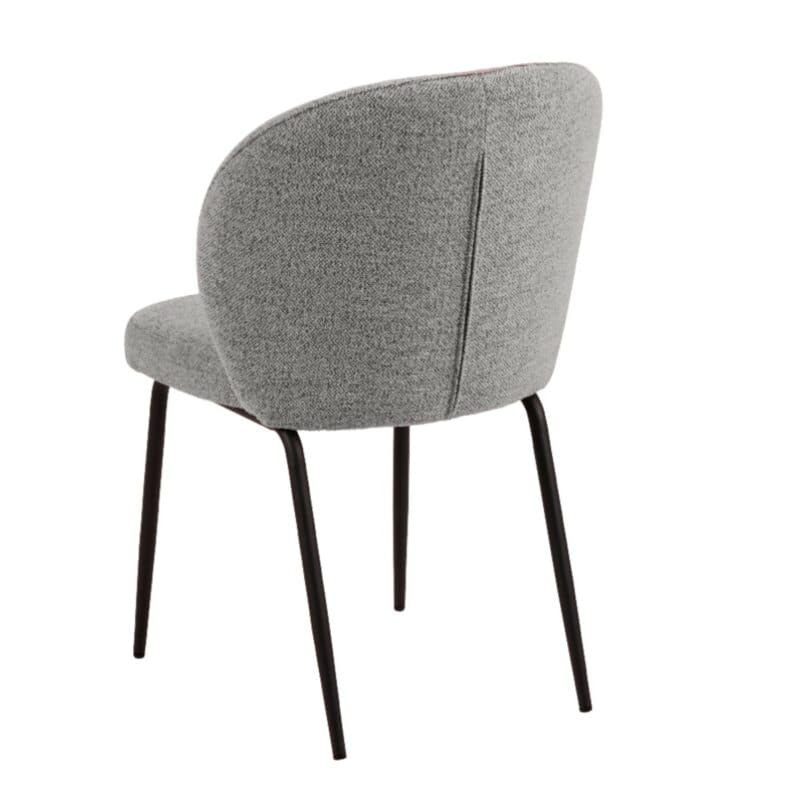 Esszimmerstuhl in Bezug Monza Grau 120 und Gestell in Metall Schwarz matt - Rückenansicht