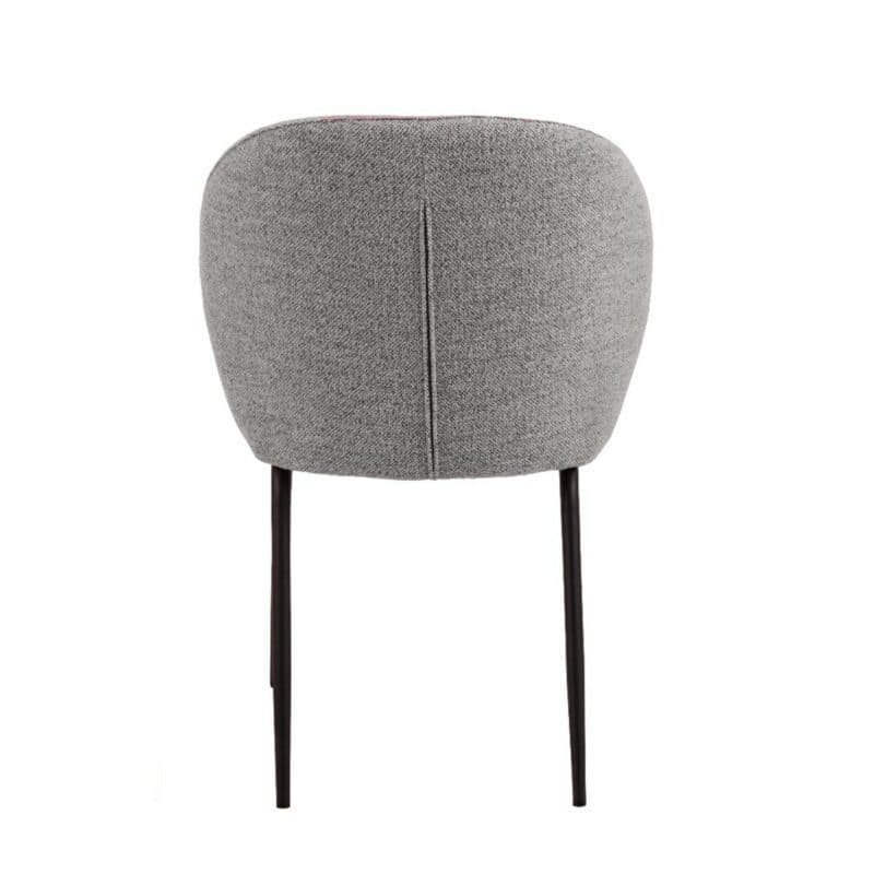 Esszimmerstuhl in Bezug Monza Grau 120 und Gestell in Metall Schwarz matt - Rückenansicht