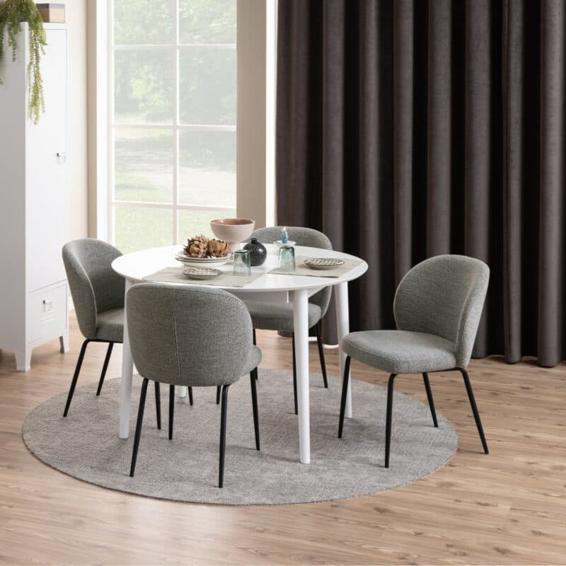 Esszimmerstuhl in Bezug Monza Grau 120 und Gestell in Metall Schwarz matt - Wohnbeispiel