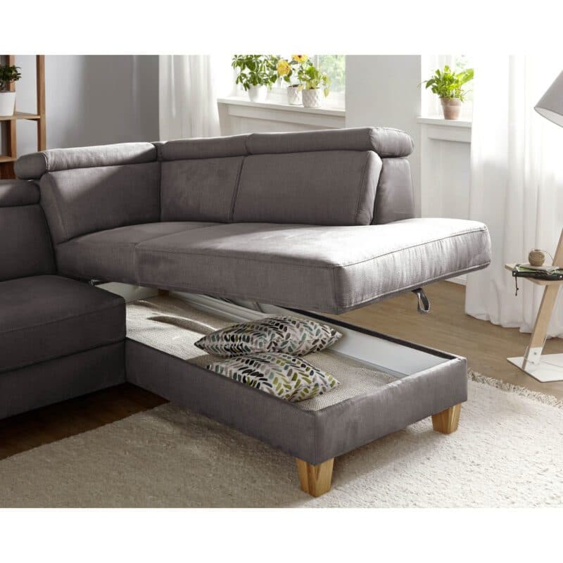 Sit&More Arngast Ecksofa Ottomane rechts, in Bezug Toro grau mit Stauraum.