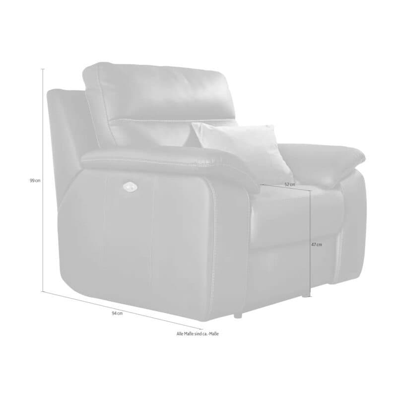 Nicoletti Home New York Ledersessel in der Farbe Torello - Maßangaben