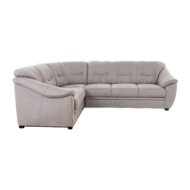 Polsteria Savona Ecksofa mit Bezug in Flachgewebe Euphoria 07 Elephant und Ottomane links — Frontansicht