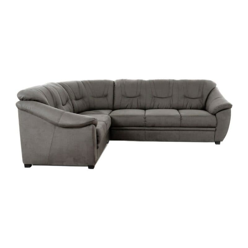 Polsteria Savona Ecksofa mit Bezug in Flachgewebe Euphoria 14 Schlamm und Ottomane links