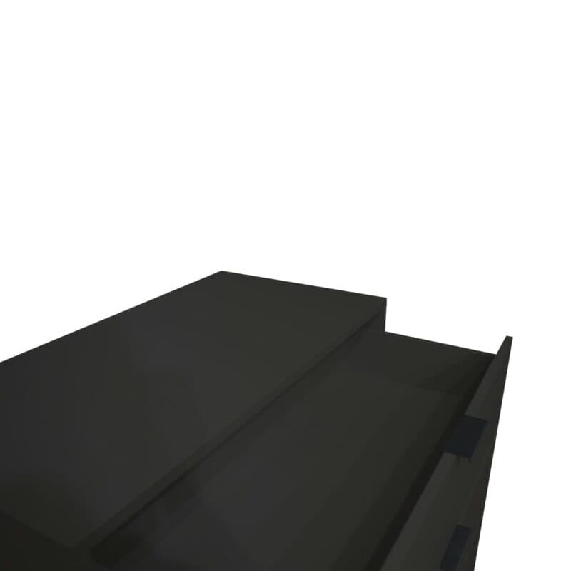 Trendstore Milana Kommode mit 3 Schubladen in Lack anthrazit matt — Detailansicht mit Schubladen offen