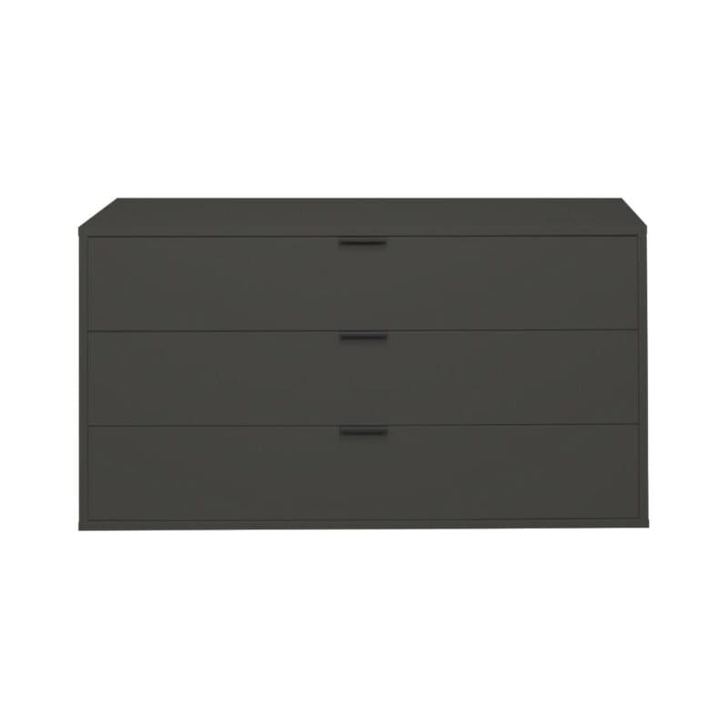 Trendstore Milana Kommode mit 3 Schubladen in Lack anthrazit matt — Frontansicht mit Schubalden geschlossen