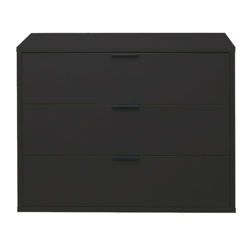 Trendstore Milana Kommode mit 3 Schubladen in Lack anthrazit matt mit einer Breite ca. 81 cm — Frontansicht